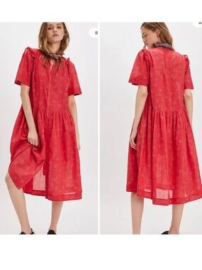 Free People Red Floral Midi Dress